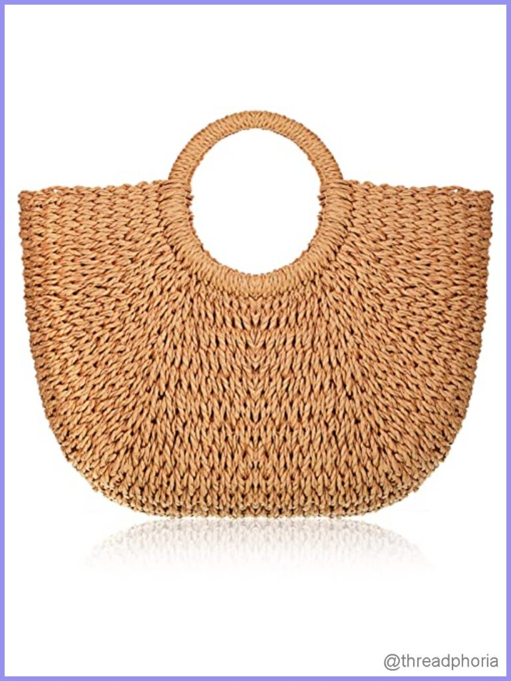 Women's Straw Rattan Woven Tote Bag Handmade Beach Travel Handbag